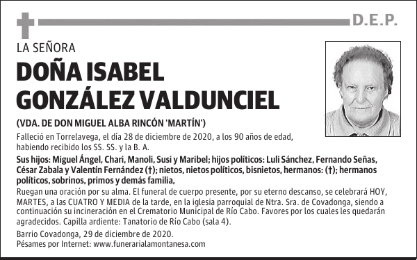 DOÑA ISABEL GONZÁLEZ VALDUNCIEL