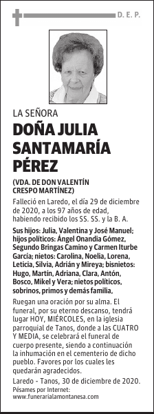 DOÑA JULIA SANTAMARÍA PÉREZ