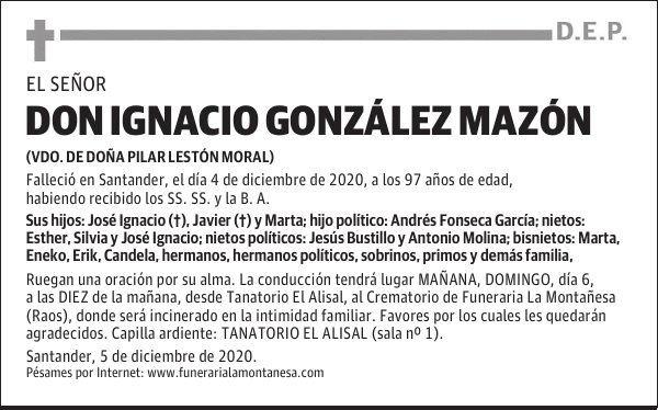 DON IGNACIO GONZÁLEZ MAZÓN