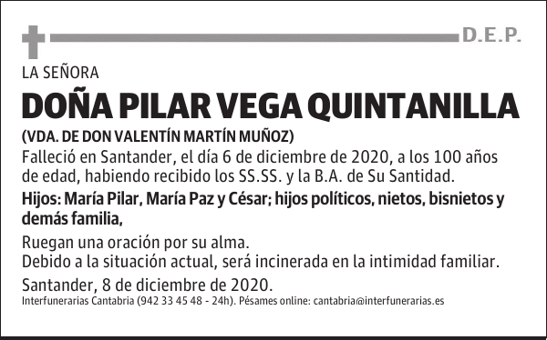 DOÑA PILAR VEGA QUINTANILLA