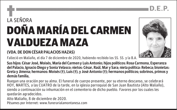 DOÑA MARÍA DEL CARMEN VALDUEZA MAZA