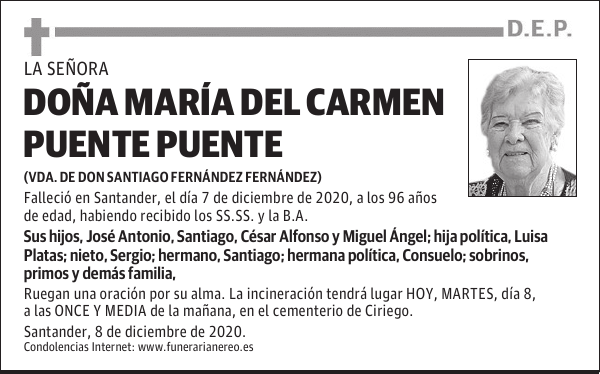 DOÑA MARÍA DEL CARMEN PUENTE PUENTE