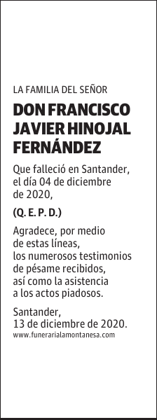 DON FRANCISCO JAVIER HINOJAL FERNÁNDEZ