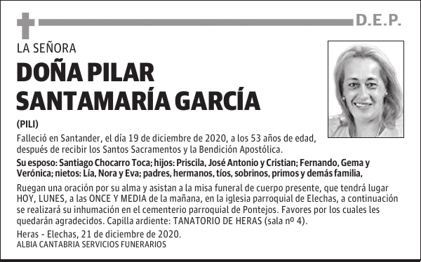 DOÑA PILAR SANTAMARÍA GARCÍA