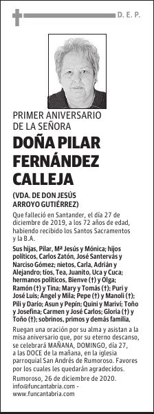DOÑA PILAR FERNÁNDEZ CALLEJA