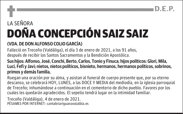 DOÑA CONCEPCIÓN SAIZ SAIZ