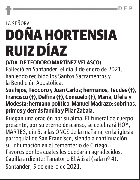 DOÑA HORTENSIA RUIZ DÍAZ