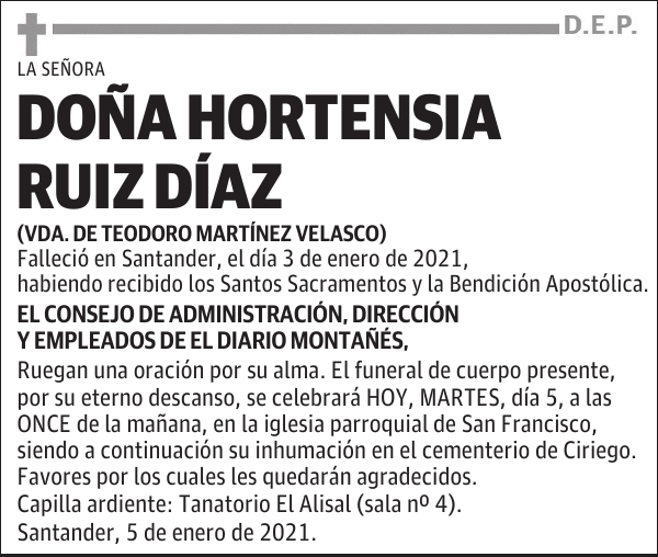 DOÑA HORTENSIA RUIZ DÍAZ