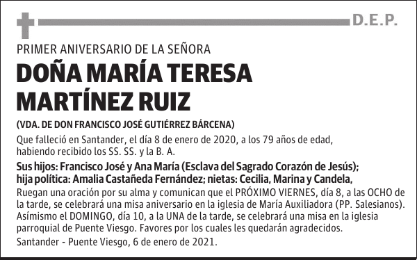 DOÑA MARÍA TERESA MARTÍNEZ RUIZ