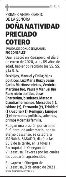 DOÑA NATIVIDAD PRECIADO COTERO