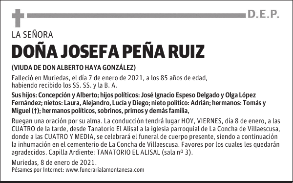 DOÑA JOSEFA PEÑA RUIZ