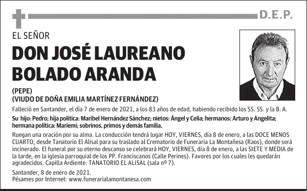 DON JOSÉ LAUREANO BOLADO ARANDA