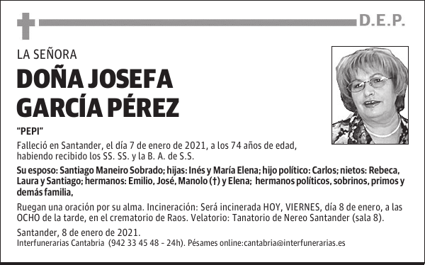 DOÑA JOSEFA GARCÍA PÉREZ