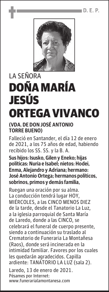 DOÑA MARÍA JESÚS ORTEGA VIVANCO