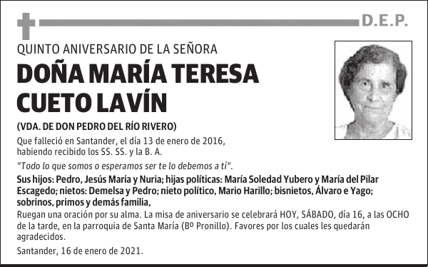 DOÑA MARÍA TERESA CUETO LAVÍN