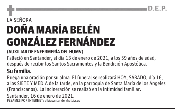DOÑA MARÍA BELÉN GONZÁLEZ FERNÁNDEZ