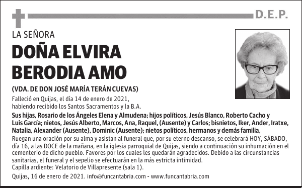 DOÑA ELVIRA BERODIA AMO