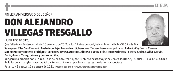DON ALEJANDRO VILLEGAS TRESGALLO