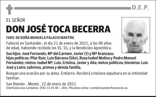 D. JOSÉ TOCA BECERRA