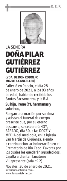 DOÑA PILAR GUTIÉRREZ GUTIÉRREZ