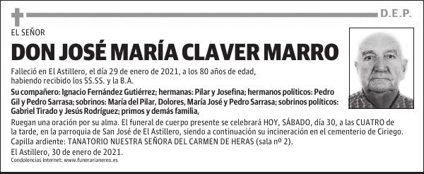 DON JOSÉ MARÍA CLAVER MARRO