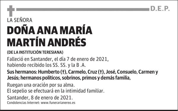 DOÑA ANA MARÍA MARTÍN ANDRÉS
