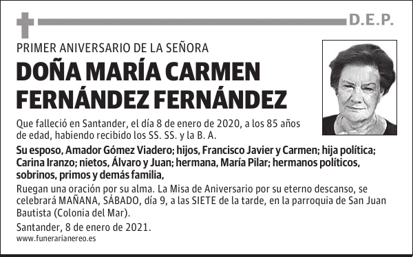 DOÑA MARÍA CARMEN FERNÁNDEZ FERNÁNDEZ
