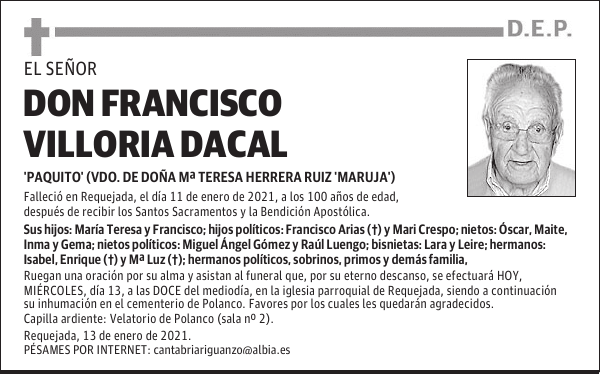 DON FRANCISCO VILLORIA DACAL