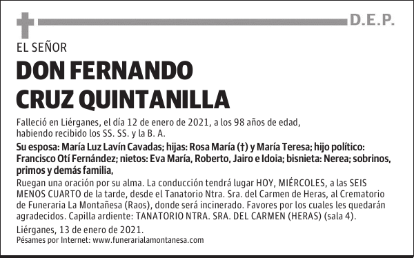 DON FERNANDO CRUZ QUINTANILLA