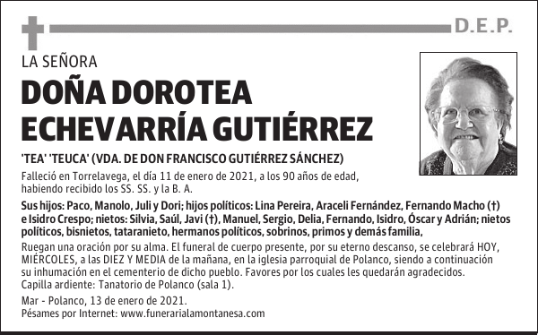 DOÑA DOROTEA ECHEVARRÍA GUTIÉRREZ