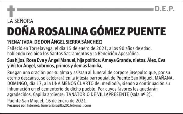 DOÑA ROSALINA GÓMEZ PUENTE