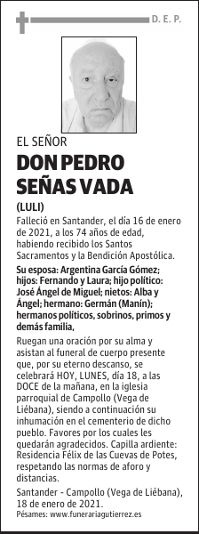 DON PEDRO SEÑAS VADA