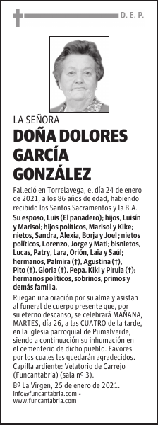 DOÑA DOLORES GARCÍA GONZÁLEZ