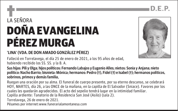 DOÑA EVANGELINA PÉREZ MURGA