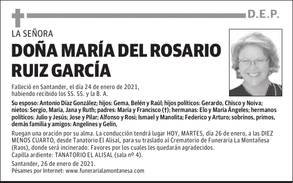 DOÑA MARÍA DEL ROSARIO RUIZ GARCÍA