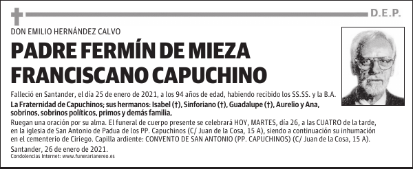 PADRE FERMÍN DE MIEZA-FRANCISCANO CAPUCHINO