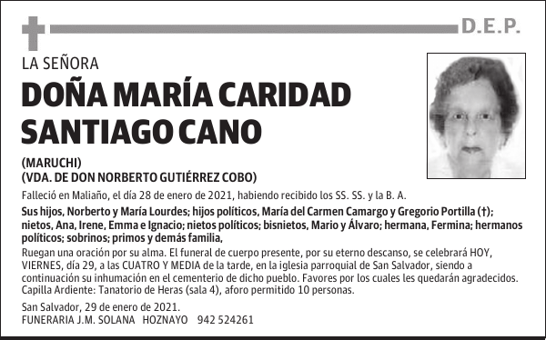 DOÑA MARÍA CARIDAD SANTIAGO CANO