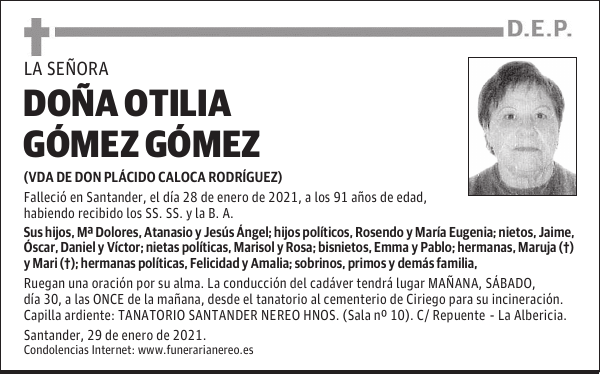 DOÑA OTILIA GÓMEZ GÓMEZ