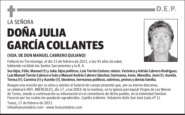 DOÑA JULIA GARCÍA COLLANTES