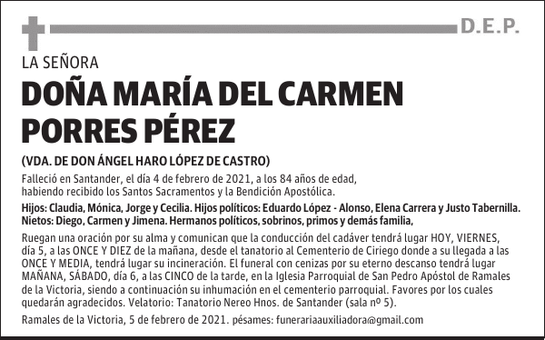 Doña María del Carmen Porres Pérez