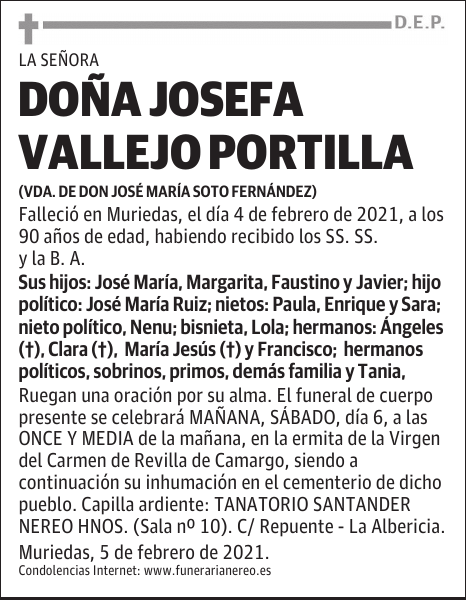 DOÑA JOSEFA VALLEJO PORTILLA