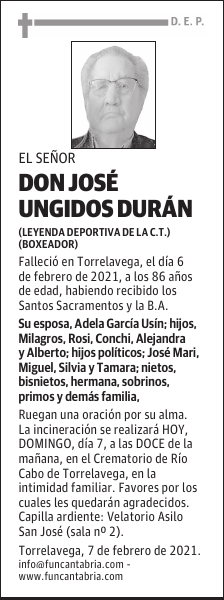 DON JOSÉ UNGIDOS DURÁN