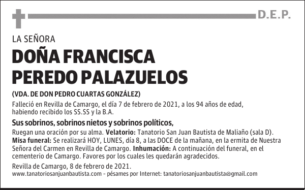 DOÑA FRANCISCA PEREDO PALAZUELOS
