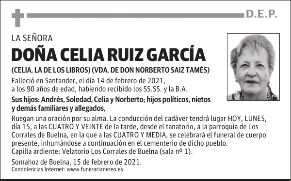 DOÑA CELIA RUIZ GARCÍA
