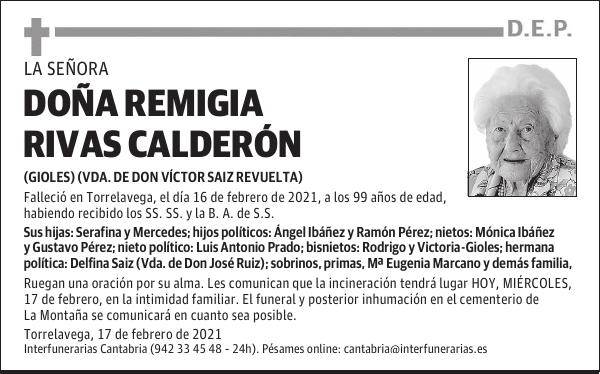 DOÑA REMIGIA RIVAS CALDERÓN
