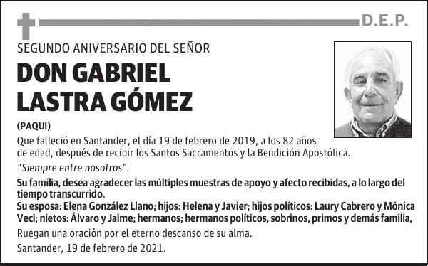 DON GABRIEL LASTRA GÓMEZ