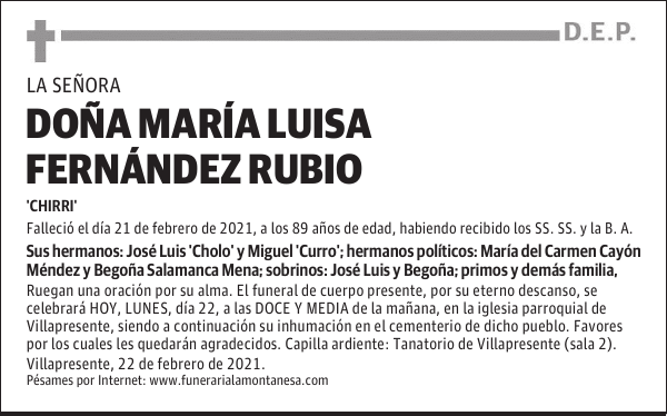 DOÑA MARÍA LUISA FERNÁNDEZ RUBIO
