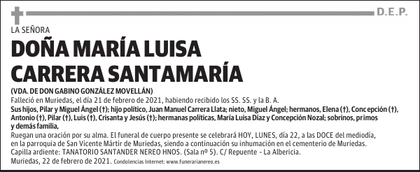DOÑA MARÍA LUISA CARRERA SANTAMARÍA