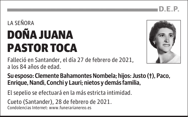 DOÑA JUANA PASTOR TOCA