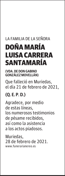 DOÑA MARÍA LUISA CARRERA SANTAMARÍA